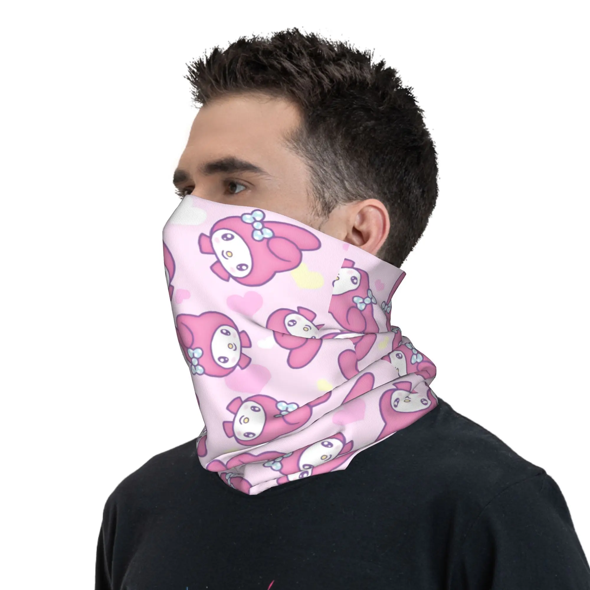 Custom Pink Melody Bandana Neck Gaiter UV Protection Face Scarf Cover Men Women Kawaii Design Headwear Tube Balaclava