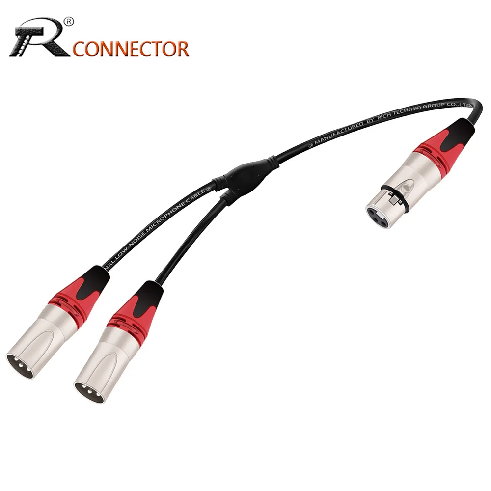 3Pins 1 Female Jack to Dual 2 Male Plug Y-Splitter Cable,Balanced Microphone Mixer Speaker Amplifier Audio Converter Adaptor