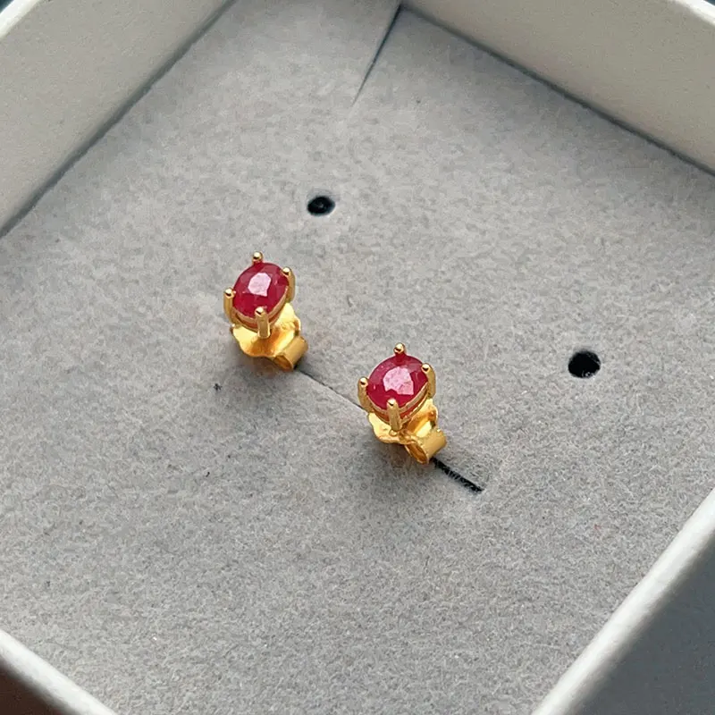 CoLife Jewelry Classic Ruby Stud Earring for Office Woman Silver 0.6ct Natural Africa Ruby Stud Earrings 925 Silver Ruby Jewelry