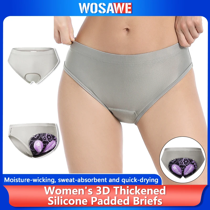 WOSAWE Women's Cycling Shorts Padded Bike Underwear with Silicone Cushion Shockproof Breathable Riding Briefs