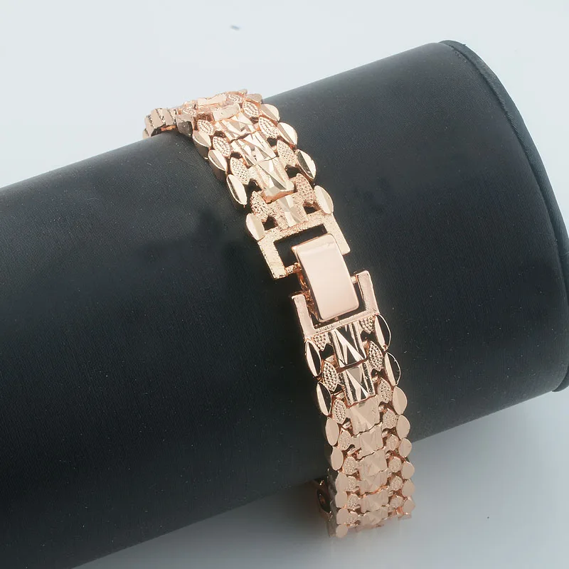 9 Style New Women Girls 585 Rose Gold Color Carving Wide Bracelets Toggle Lock Hot Jewelry(No Box)