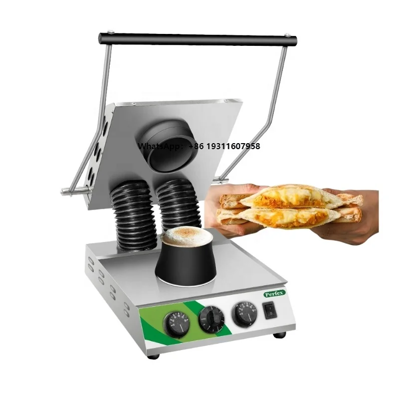 

ufo Burger Maker Machine Press Pocket Sandwich Toaster and Seal Cut Bread Automatic for Commercial Using
