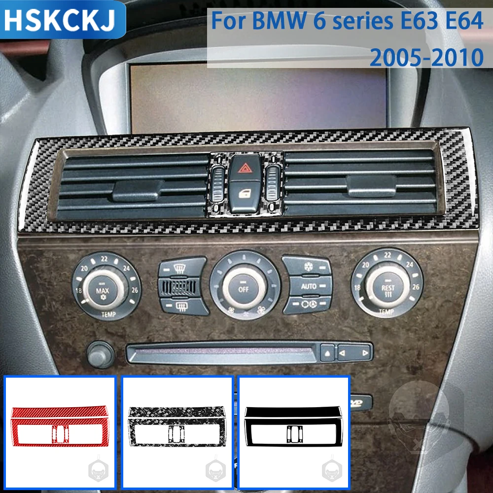 

For BMW 6 Series M6 E63 E64 2004-2010 Accessories Carbon Fiber Car Interior Central Air Conditioning Outlet Frame Trim Sticker