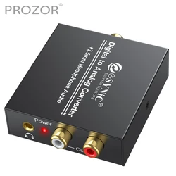 PROZOR 192 kHz konwerter DAC cyfrowo-analogowy konwerter audio koncentryczny Toslink na RCA 3.5mm słuchawki stereofoniczny adapter audio