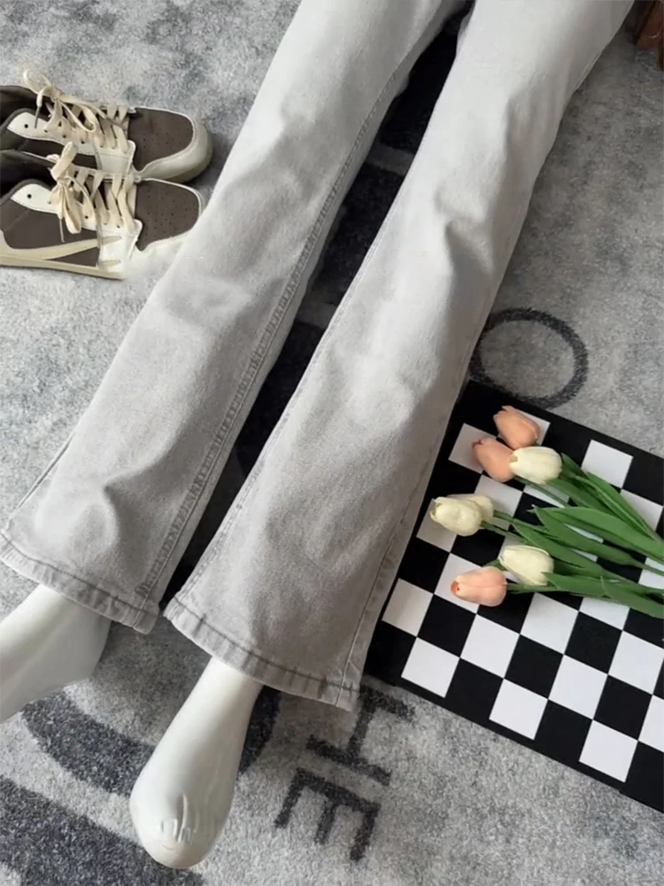 

Slim Fit Micro Flared Jeans Men's American High Street Vibe Elastic High Rise Straight Leg Knife Jeans Cotton Polyester ...