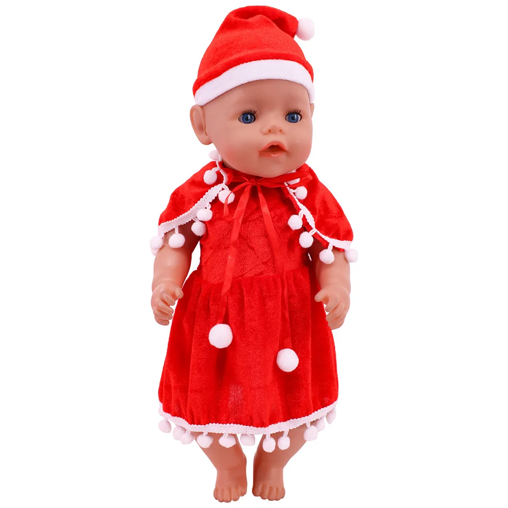 Doll Clothes Red Christmas Suit Baby Girl\'s Accessories for 18 inch American Doll & 43 Cm Reborn Dolls Mini Christmas Tree Toys