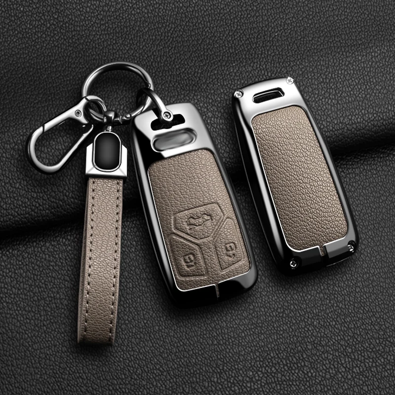 

Zinc alloy+leather car key case, suitable for Audi A4 B9 A5 A6 8S 8W Q5 Q7 4M S4 S5 S7 TT TTS TFSI RS car key protection shell