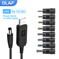 WiFi to Powerbank Cable Connector DC 5V to 12V USB Cable Boost Converter Step-up Cord for Wifi Router Modem Fan Speaker 5.5*2.1m