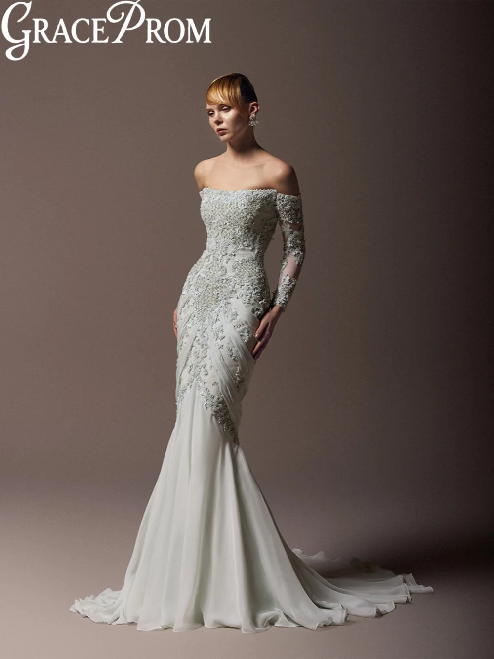 

Opulent Embroidery Beaded Evening Dress Strapless Chiffon Mermaid Long Wedding Party Gowns Customized Elegant Banquet Gowns