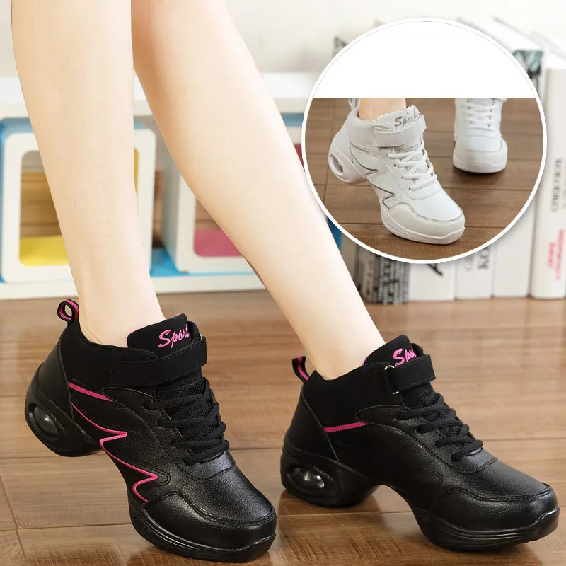 Dance Shoes Woman Ladies Modern Soft Outsole Jazz Sneakers Leather Breathable Lightweight Female Dancing Fitness Sport