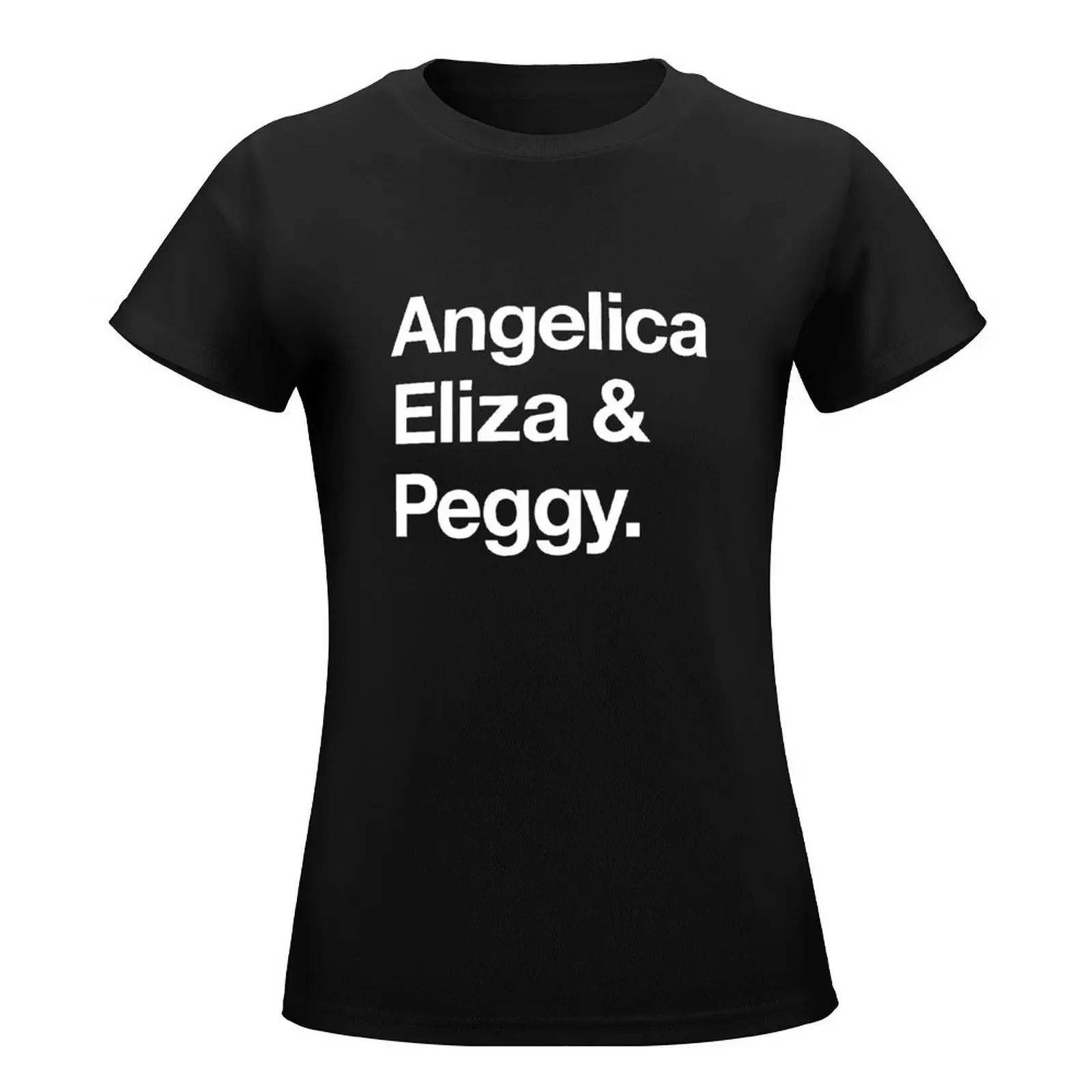 Helvetica Angelica Eliza and Peggy (White on Black) T-Shirt graphics aesthetic clothes korean fashion graphic t-shirts for Women