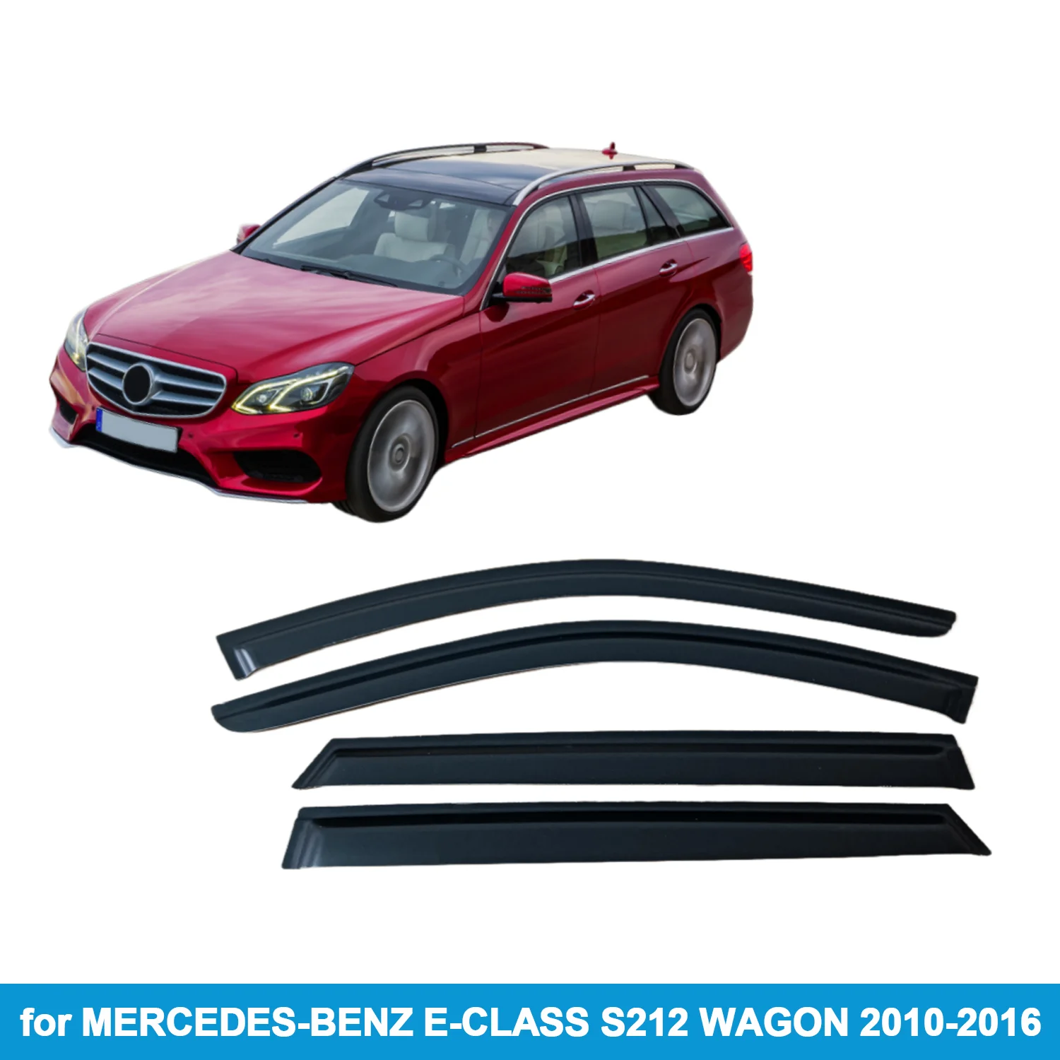 

Дефлекторы окон (ветровики) для MERCEDES-BENZ E-CLASS S212 WAGON 2010-2016, защита от дождя, боковые вентиляционные накладки, внешнее крепление на липучках