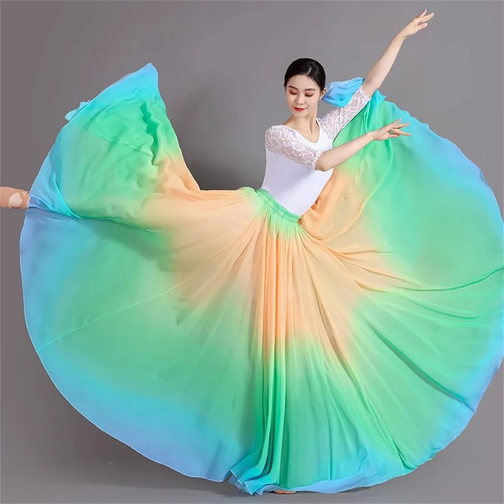 Gradient color dance dress, classical dance big swing dress 720 Degree flamenco Dance costumes ballroom dance long skirt