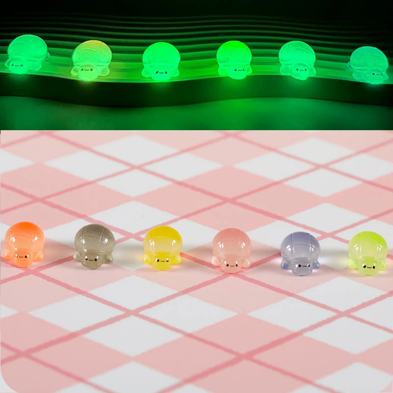 1PCS Colorful Luminous Mini Tortoise Micro Landscape Figure Ornament DIY Glowing Turtle Miniature Statue Potted Garden Decor