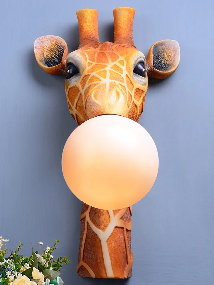 Cartoon giraffe wall lamp European style modern background wall creative decoration wall lamp home living room