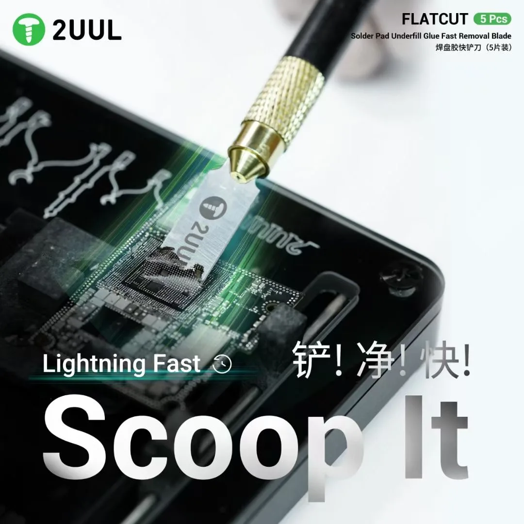 2UUL Mobile Phone Repair Chip Pad Glue Quick Scraper CPU Glue Removal Scraper 5-piece Repair Tool Set
