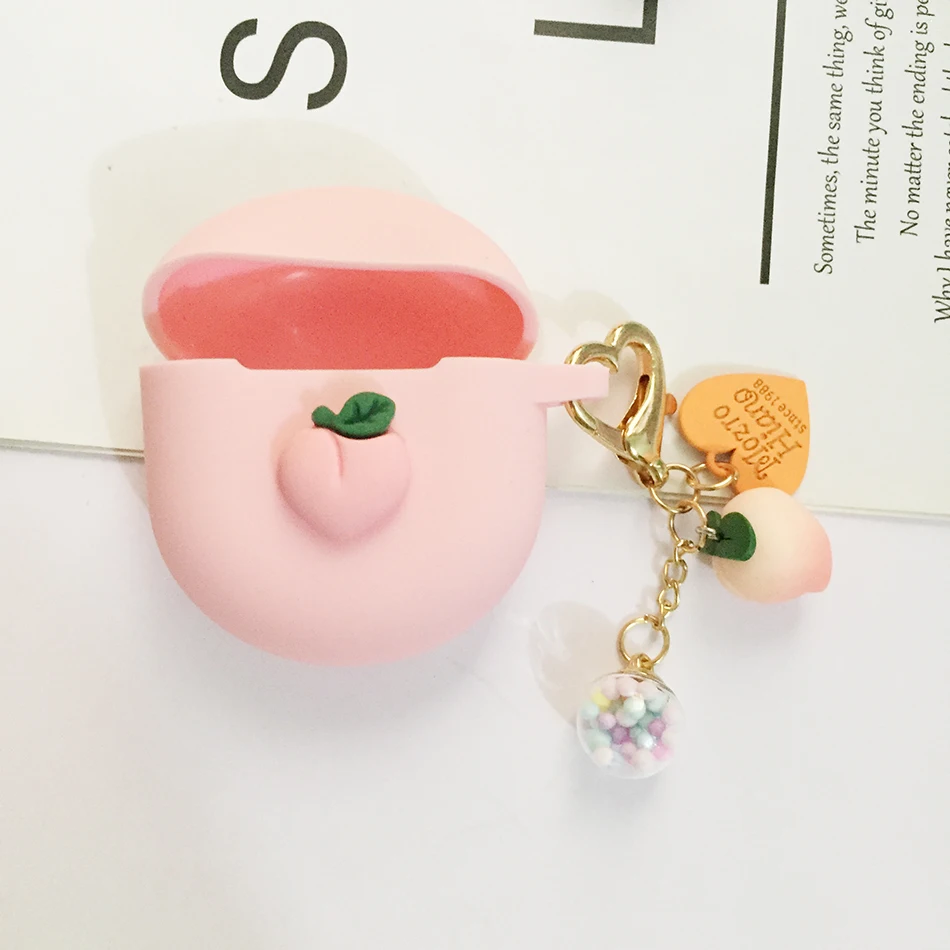 Untuk Xiaomi Redmi Bud 4 Casing Lucu Persik Gantungan Kunci Earphone Silikon Melindungi Casing Aksesoris Kotak Redmi Buds4