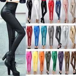 Autumn Women Velvet PU Leather Pants New Elastic Stretch Faux Skinny Leather Pencil Pants Fashion Y2K Female Sexy Lady Trousers