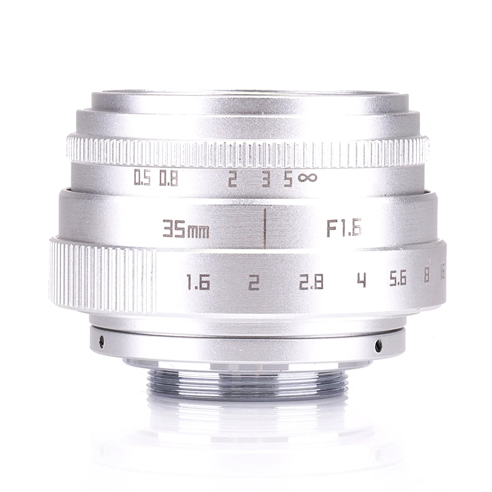 Silver Mini 35mm f/1.6 APS-C CCTV Lens+5 adapter rings+2 Macro Ring set for NEX FX M4/3 NIKON1 EOSM Mirroless Camera