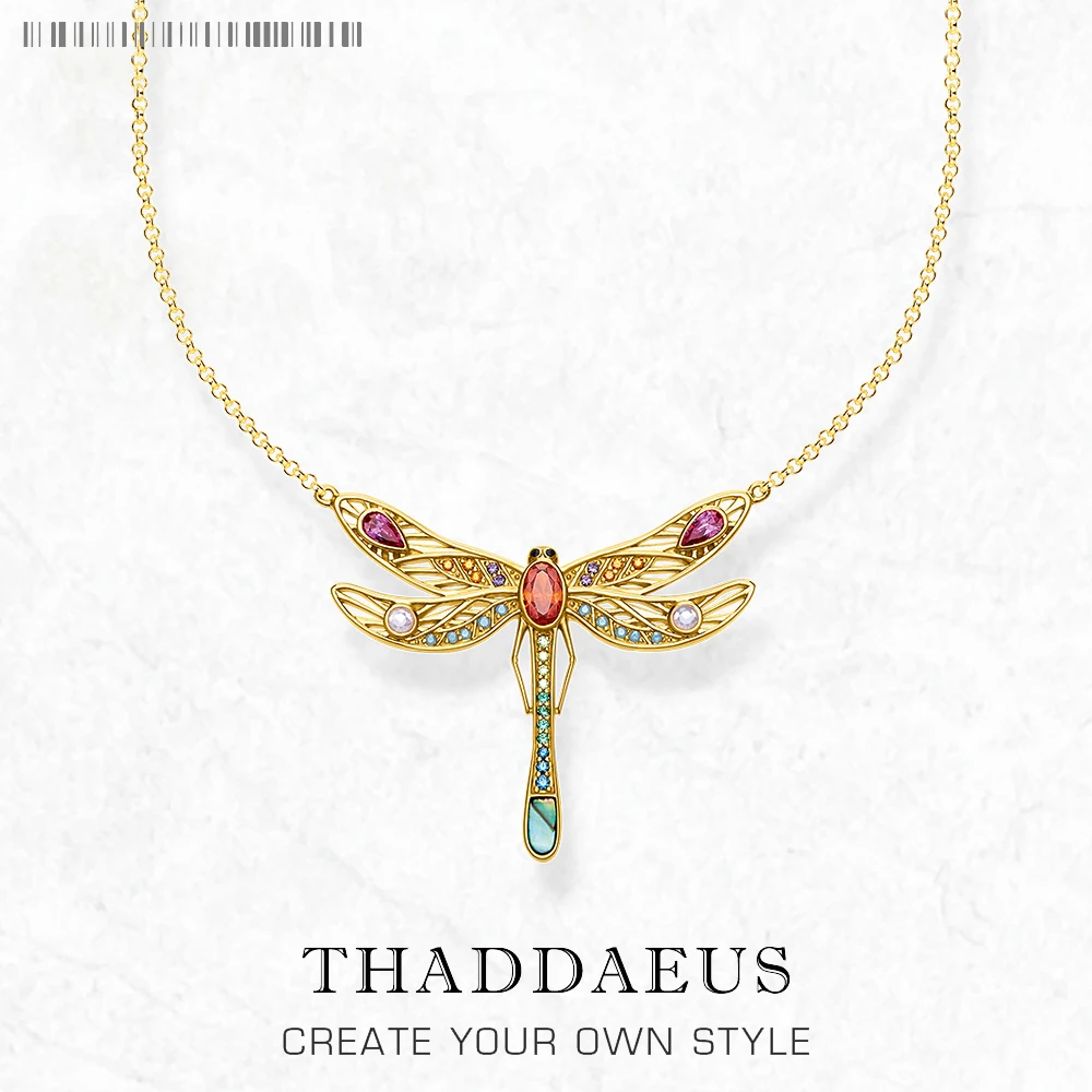 

Necklace Large Dragonfly Brand New Link Chain Fine Jewelry Europe 925 Stering Silver Bohemia Happy Gift For Women