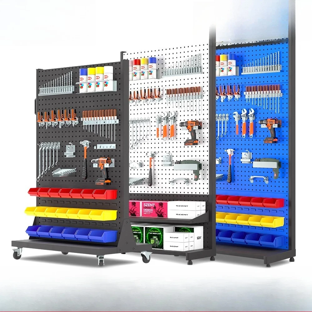 

Tool Shelf Finishing Rack Material Rack Square Hole Hanging Board Mobile Metal Hole Board Shelf Hardware Display