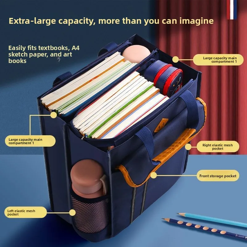 

Large Capaci Canvas School Bag for Junior And High School Students with Books And Homework Handheld Tote Bag k Colors