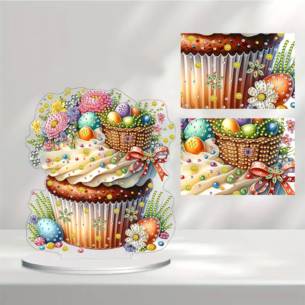 

2D Flat Print Easter Cake DIY 5D DIY Diamond Art Tabletop Decorations Diamond Painting Desktop Decorations for Adults Beginner