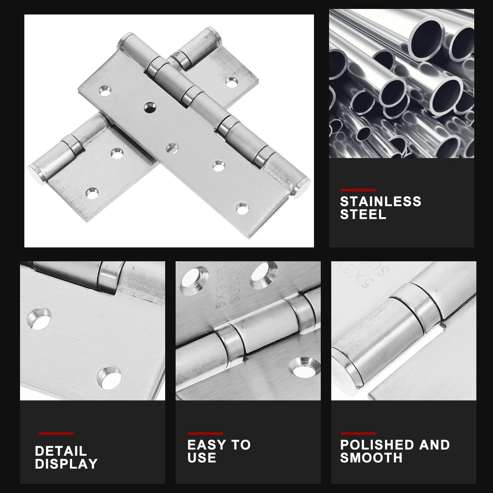 2 قطعة مفصلات الأبواب الفولاذ المقاوم للصدأ الثقيلة الكرة تحمل شقة جبل لخزانة خزانة الأثاث بوابة إكسسوارات الأجزاء الداخلية للكمبيوتر #4