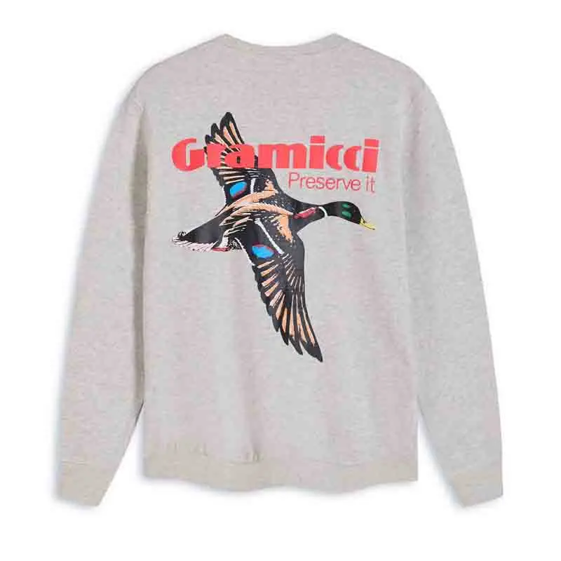 Black Fly Duck Print Gramicci Sweatshirts Japanese Men Women High Quality Print Round Neck Loose Sweatshirts