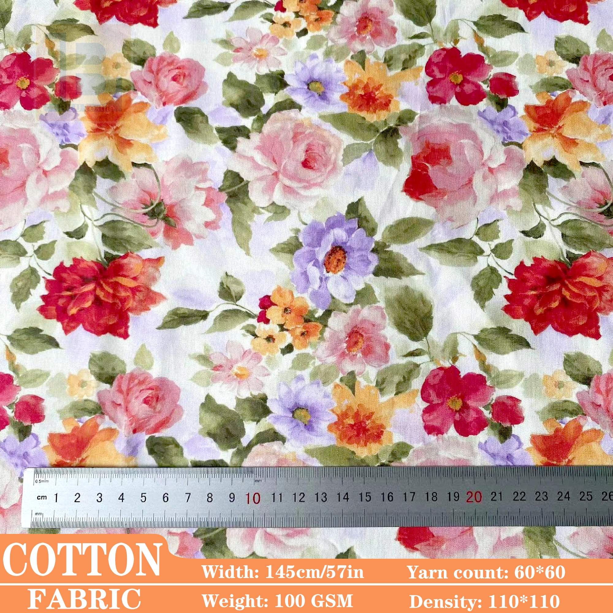 

Cotton Print Fabric, 60s Liberty Style Floral for Kids' Clothing Women's Dresses And Loungewear TextileDIY Sewing Designer Cloth