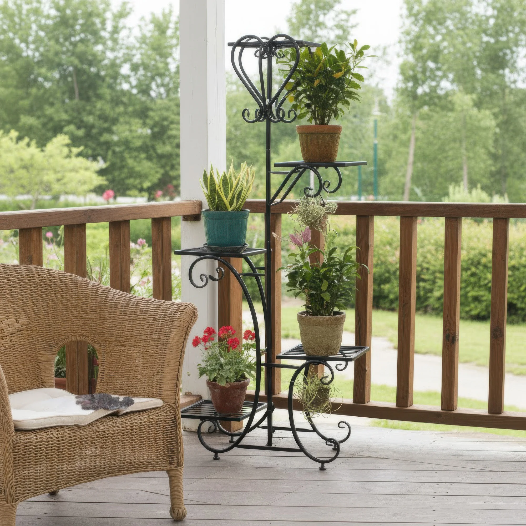 

Metal Plant Stand Indoor Outdoor 5 Tier Flower Pot Holder Shelf Wrought Iron Planter Display Rack Corner Vertical Shelves