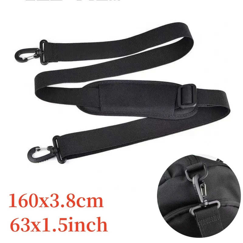 3.8cm Wide Computer Bag Strap Nylon For Men's Handbag Briefcase Crossbody Shoulder Belts Adjustable Long Bands Black