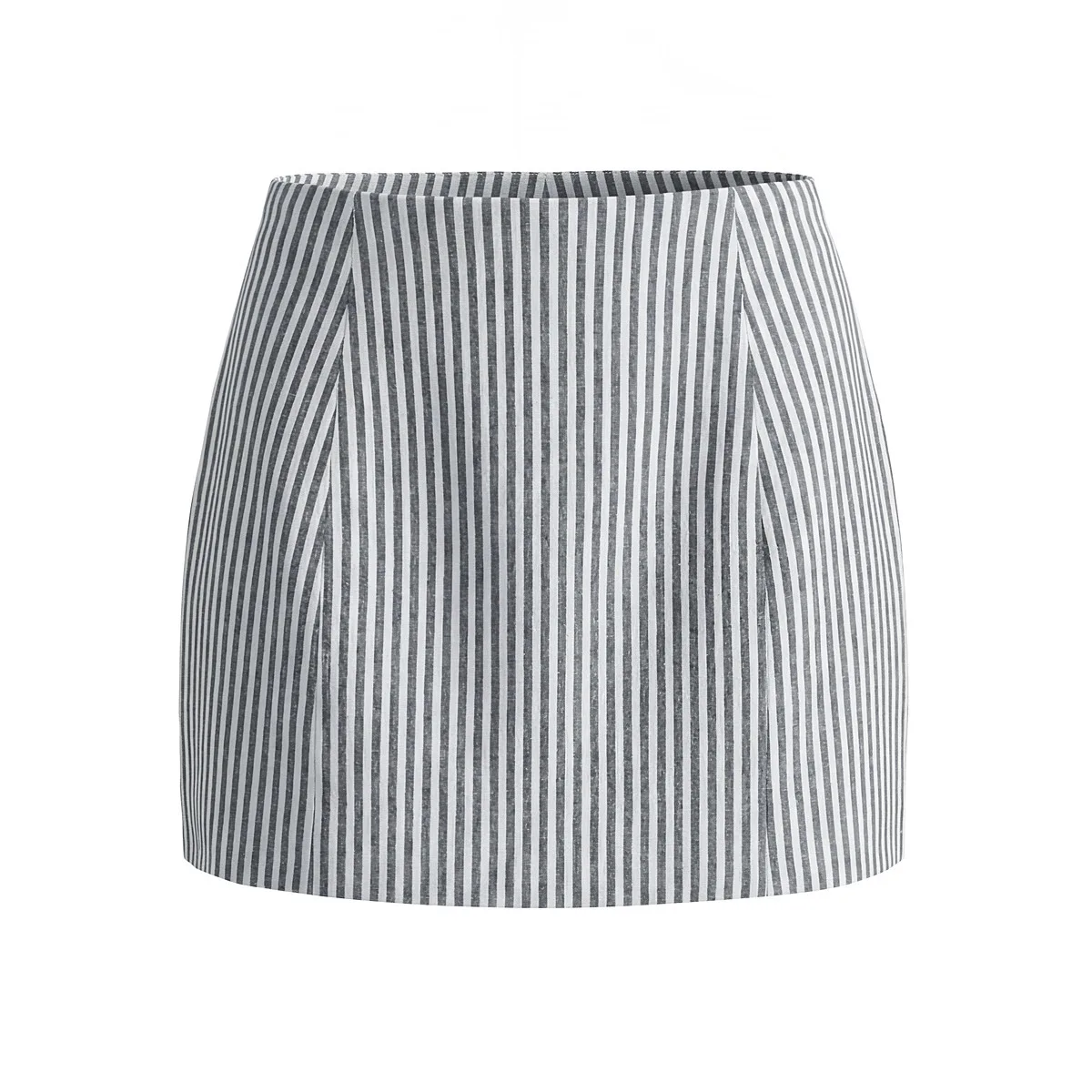 

Серо-белая мини-юбка в полоску для женщин, с высокой талией, в новом французском стиле, сексуальная, облегающая, короткая юбка-полусолнце P590