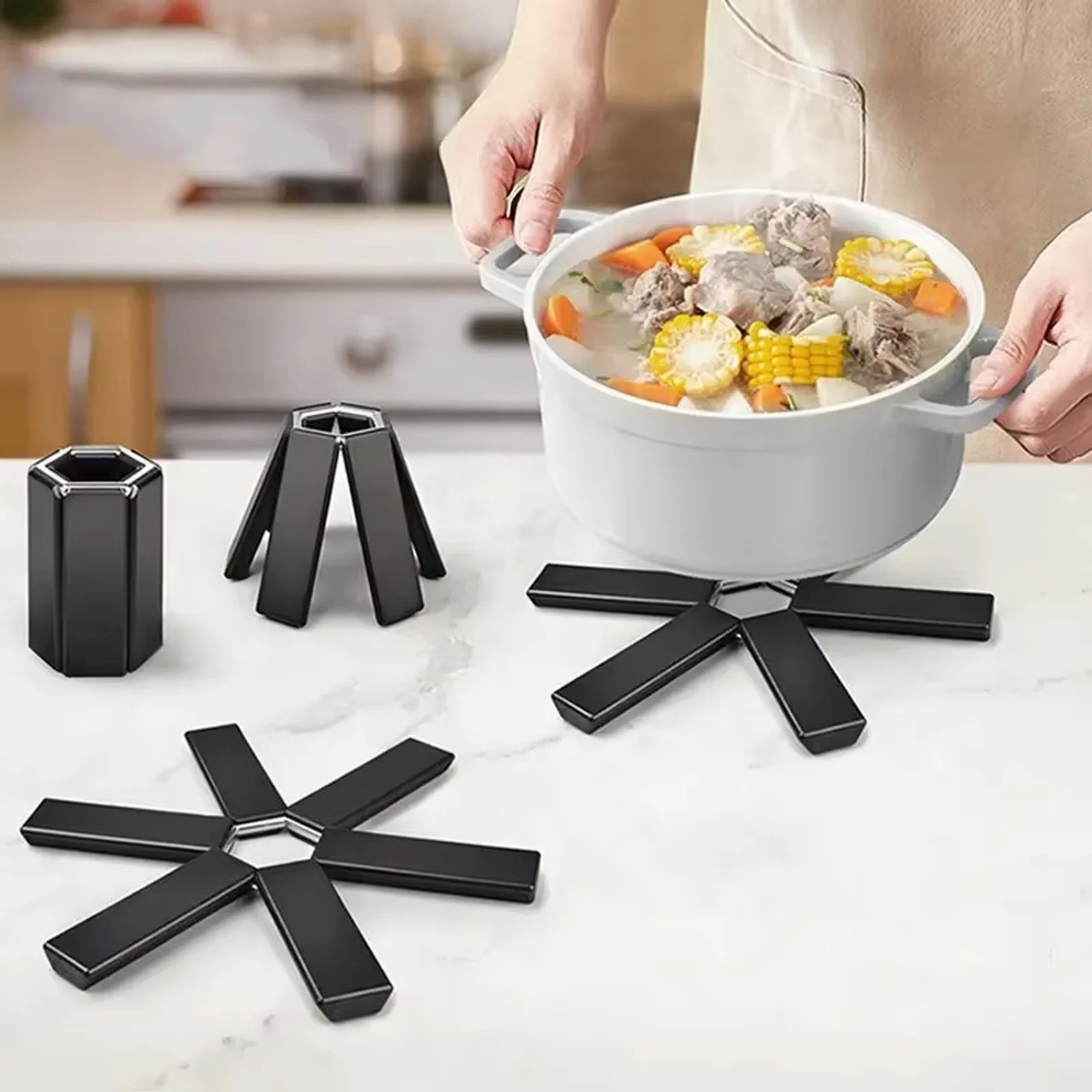 Creative Heat-Resistant Pad Foldable Six-Claw Dish Insulating Mat for Kitchen High-Temperature-Resistant Dining Table Mats