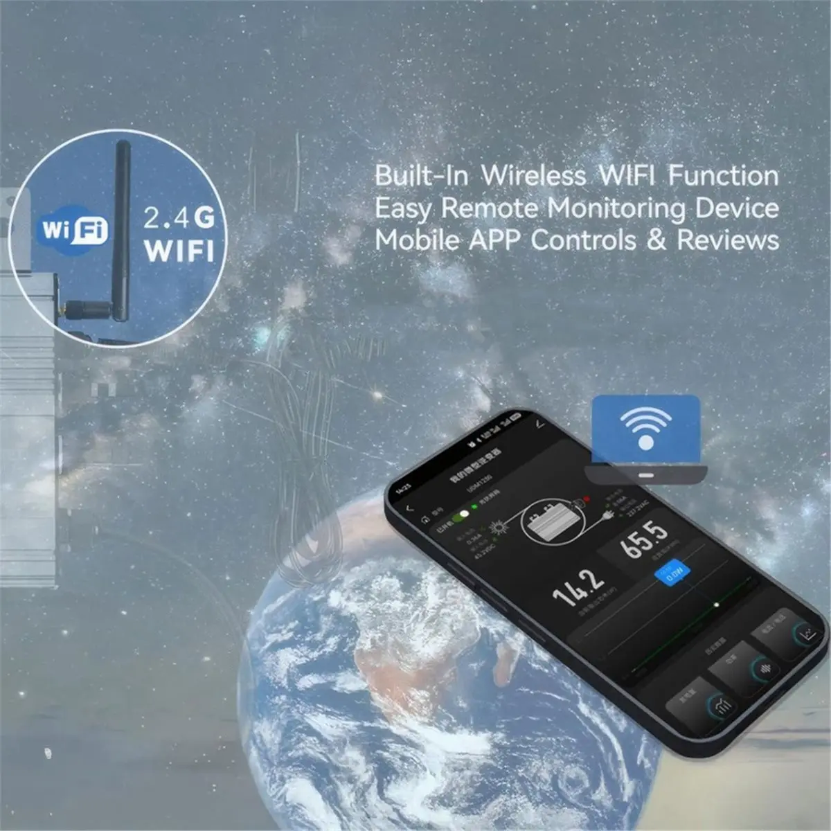 Micro Grid-Tie Solar Inverter with Battery Storage,800W WiFi Multiple Connection Modes,APP Control,20V-60V PV Input