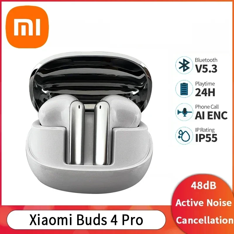 Xiaomi Mi Buds 4 Pro TWS Earphone Bluetooth 48dB Active Noise Cancelling Wireless Headphone HiFi Sound 38 Hour Battery Life IP54