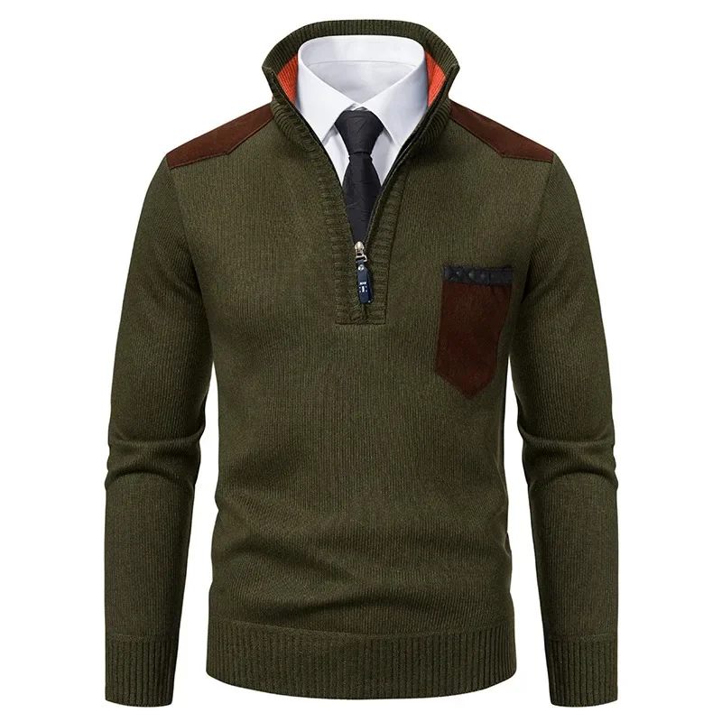 2024 Popular Men's Casual Fashion Urban Trend with Thick Velvet Cardigan Knitted Sweater Men's Pullover