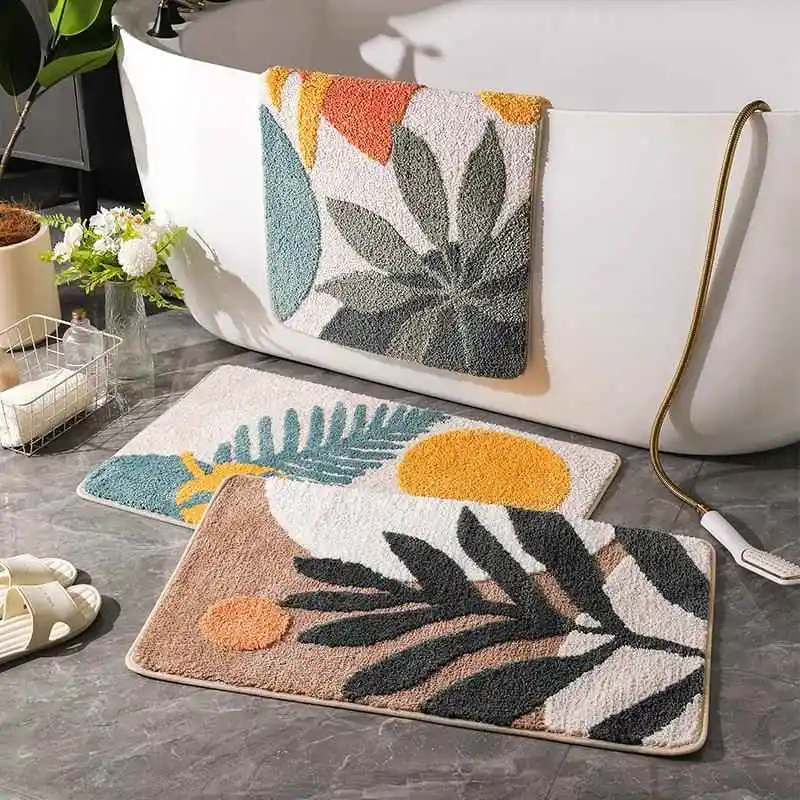 

Современный Простой Стильный Прямоугольный Коврик из Полиэстера с Флокированием для Спальни, Ванной Комнаты, Прихожей и Гостиной, Нескользящий