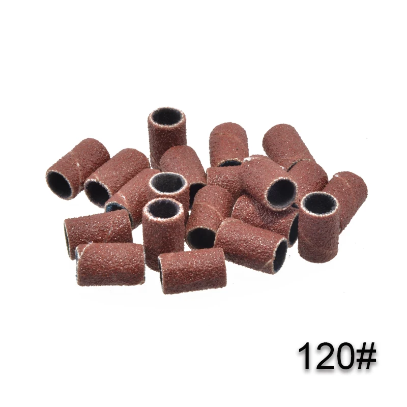 20Pcs/Pack 80# 120#  180#  Sanding Bands Manicure Pedicure Nail Electric Drill Machine Grinding Sand Ring Bit