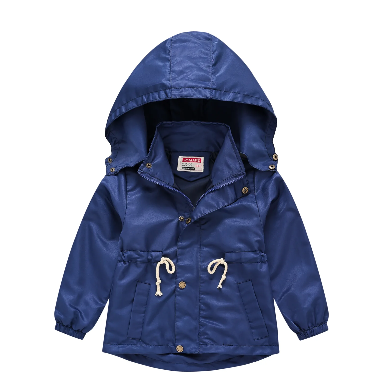 

Children's jacket clothing solid color boys girls waist windbreaker children's Spring Autumn jacket with removable hood 2-10Y