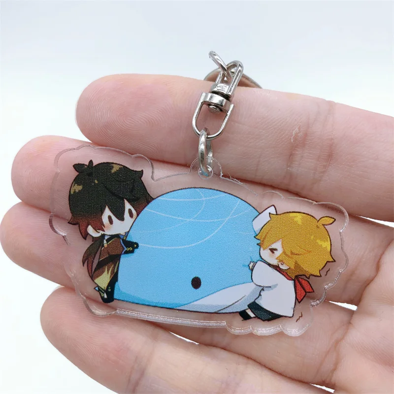 Impact Keychain Zhongli Tartaglia Anime Cosplay Accessories Pendant Cartoon Badge Gift