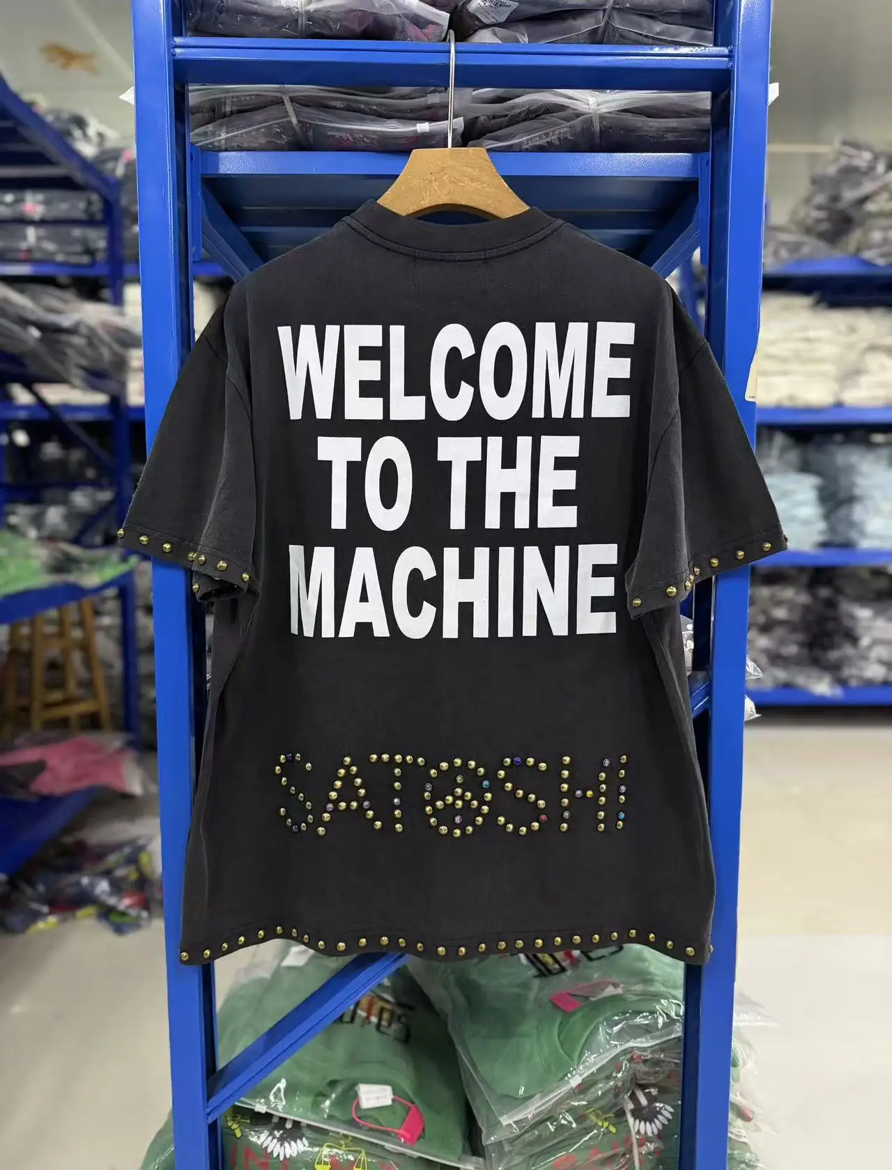 Satoshi Nakamoto 26SS Welcome To The Machine Studded Logo T Shirt Men Women High Quality Tee Tops T-Shirt