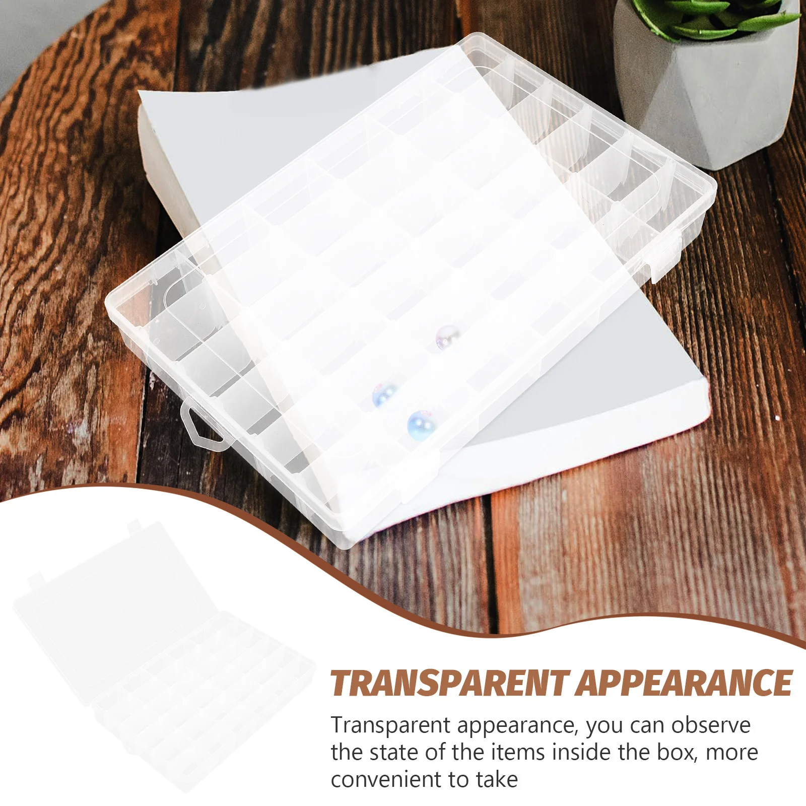 

Plastic Letters Organizer Box 36 Grids Removable Dividers Transparent Lid Household Letters Storage Case Convenient Felt Letter