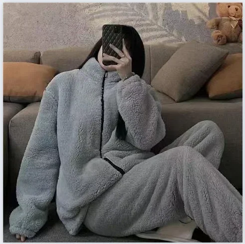 2025 Winter Heren- en Damesondergoed Set Pyjama Winter Dik Fluwelen Koraal Flanel Huiskleding Pyjama