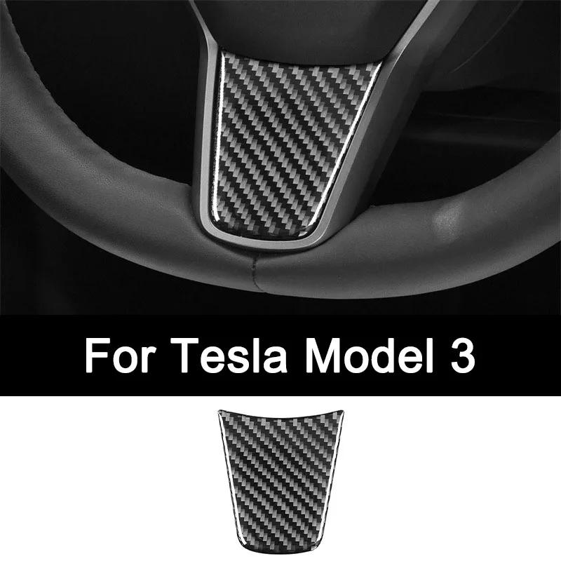 

For Tesla Model 3, Premium Carbon Fiber Window Car Steering Wheel Panel Sticker Interior Modification Accessories Luxury Upgrade