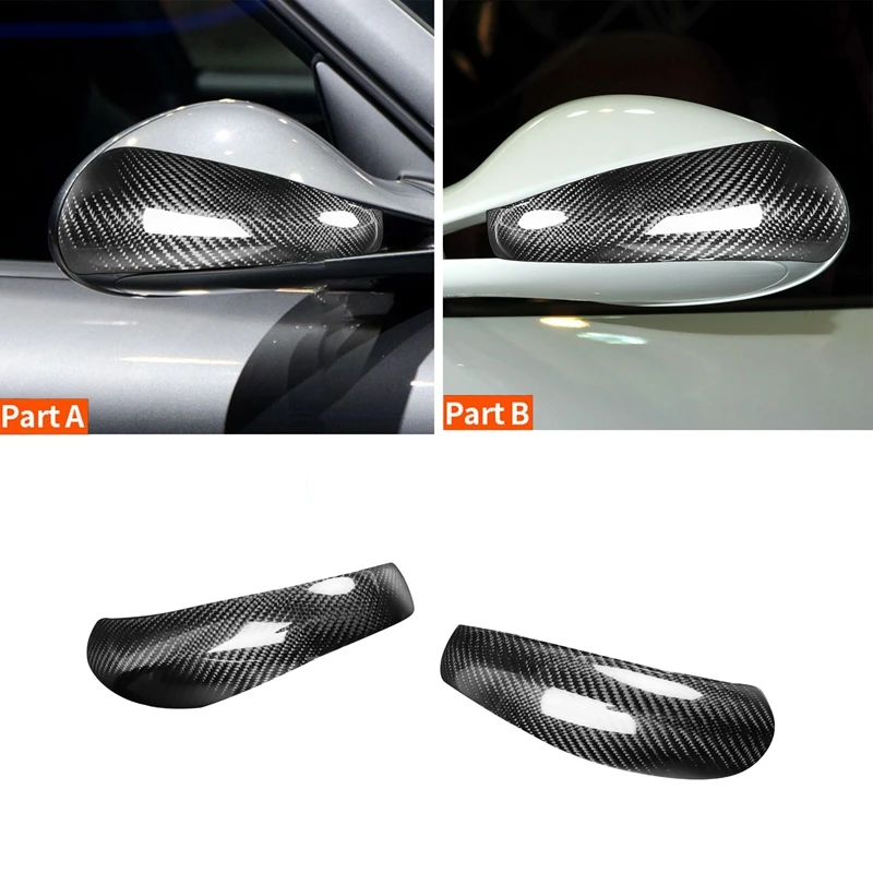 2Pcs Rearview Mirror Cover Add-On Carbon Fiber Cap Fit For-Porsche Boxster/Cayman 997 911 987 Car Side Mirror