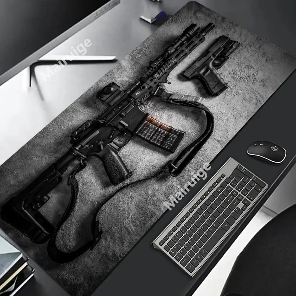 

Супер крутая модель пистолета, клавиатура XXL, коврик для мыши, настольный коврик, 3D игровой коврик для мыши, подарочный коврик для мыши с нескользящим резиновым основанием, прошитыми краями