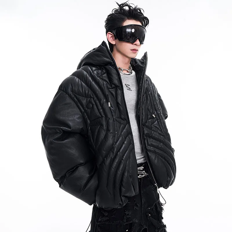 LUZHEN Hooded Padded Jackets Men\'s Winter Warm Casual Trendy Korean Streetwear Winter Cold Coat 2024 Popular Clothing LZ7318