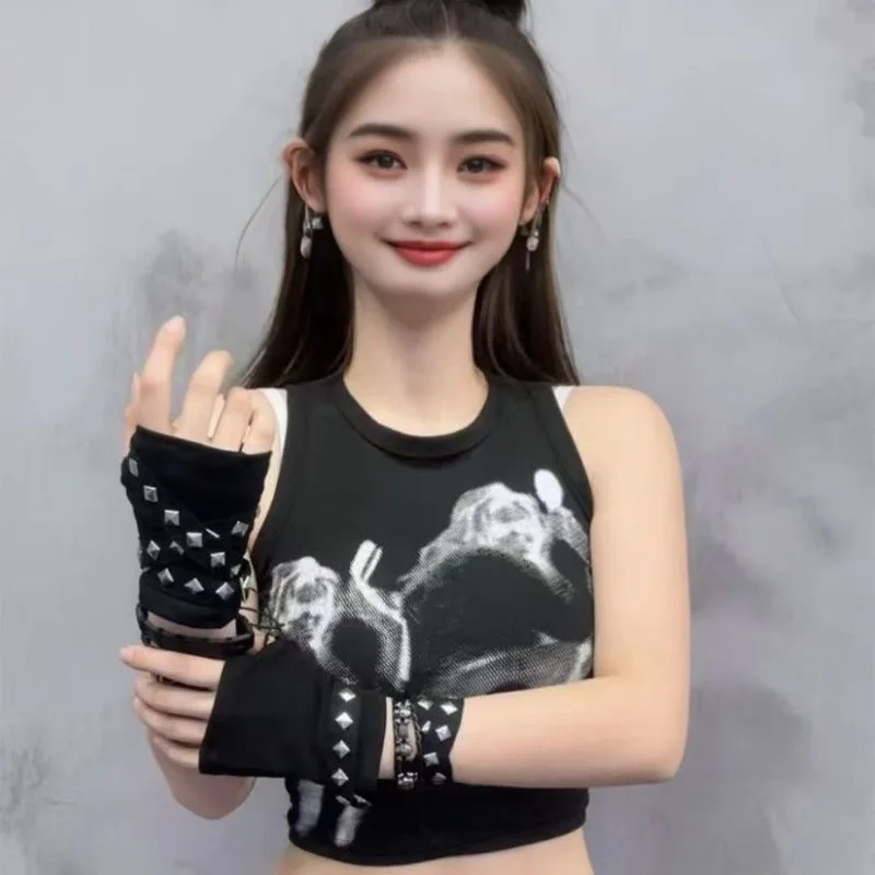 Перчатки Y2K Millennium Hot Girl с заклепками, девушка в стиле киберпанк, субкультура jk, аксессуар в стиле сласта, рукав для косплея