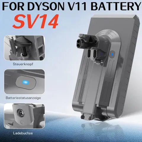 25.2V 6Ah Li-ion Replacement Battery for Dyson V11 SV14 Absolute Complete Fluffy Screw-in Type Cordless Vacuum Cleaner with Lid.